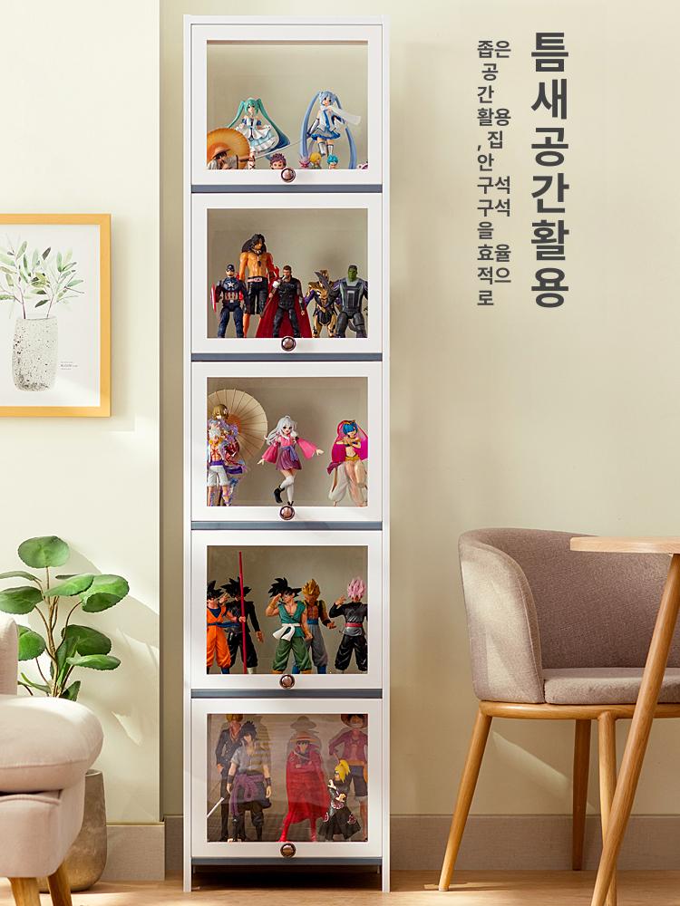 투명 보관함 LED 접이식 장식장 조명 아크릴 진열장 케이스 계단식 상자 정리함 박스 - 상세 이미지 3