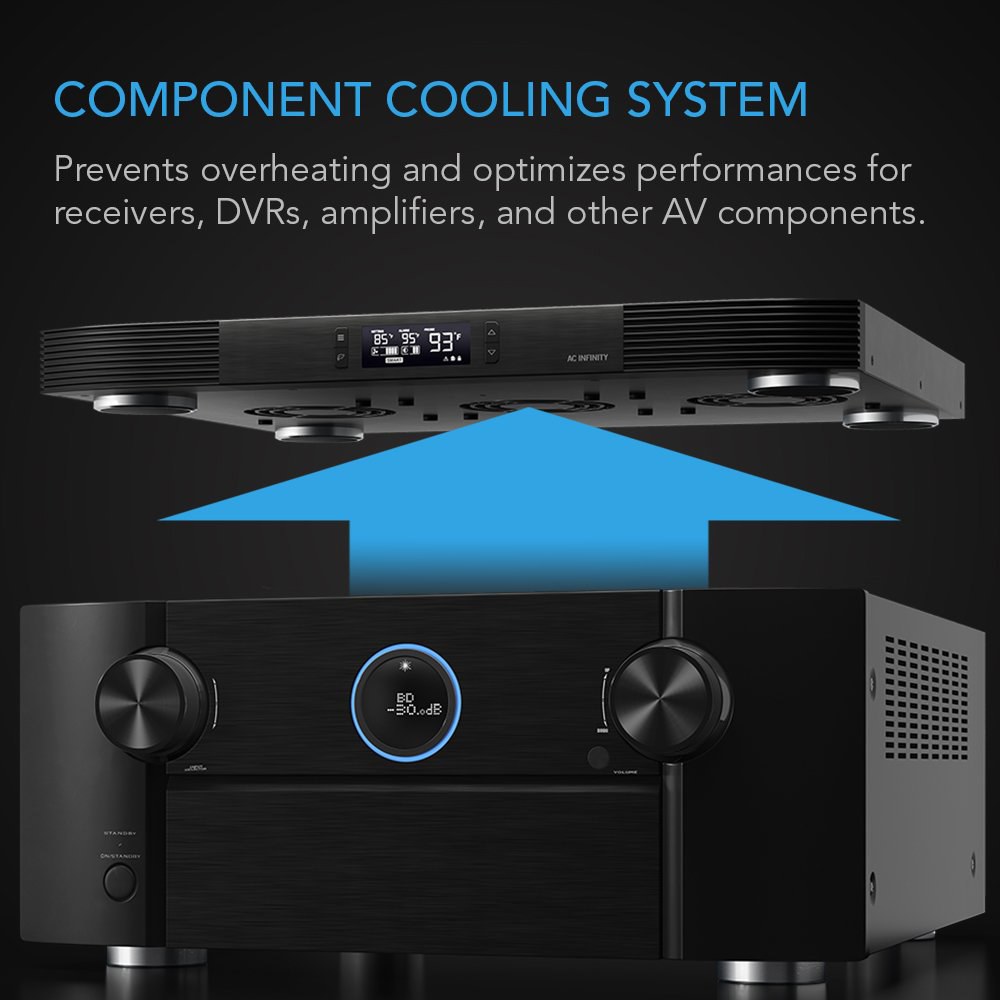 수신기, 앰프, DVR, AV 캐비닛 구성품, 디지털 비디오 레코더와 호환되는 AC Infinity AirCOM T10, 조용한 냉각 송풍기 팬 시스템 17인치 전면 배기 - 상세 이미지 2