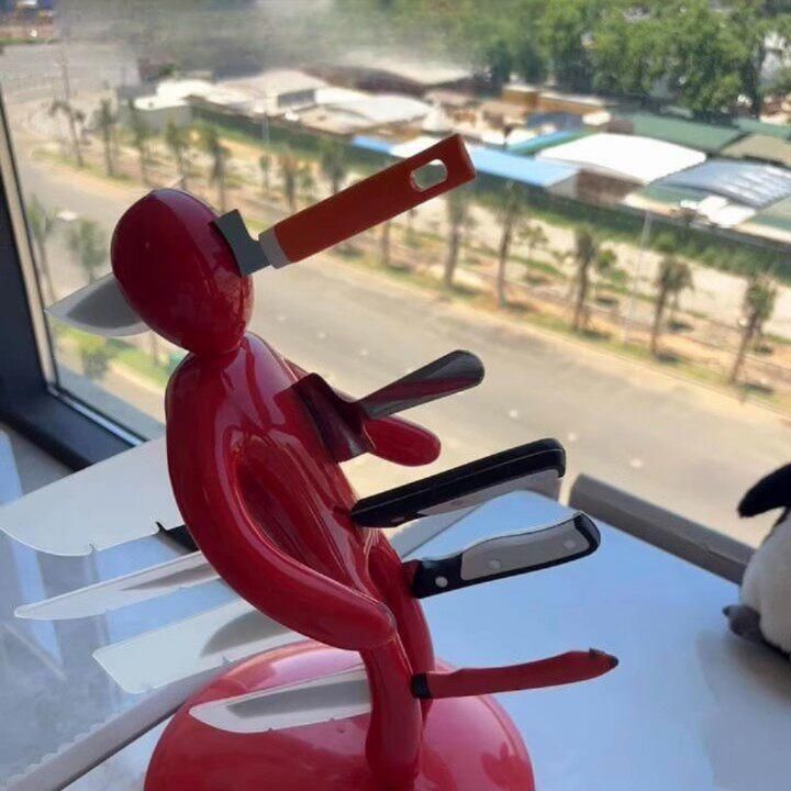 재미있는 칼꽂이 칼블럭 거치대 인테리어용 홀더 창의적 웃긴 인간칼블럭 - 상품 이미지