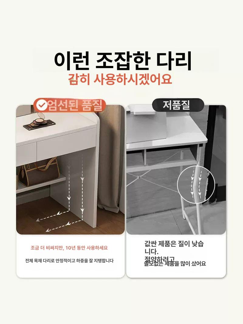 조립식 코너화장대 거울 수납 심플 메이크업 조립형 안방화장대 캐비닛 북유럽 - 상세 이미지 3