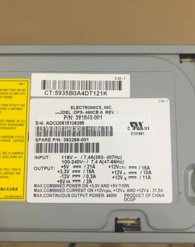 DPS-475CB-1 A 468930-001 DPS-460CB A/C 381840-001-002 326135-001 331223-001 D2808F3P  Xw4300/4200/4