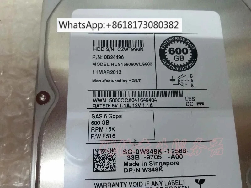 600G 3.5 인치 15K W348K 충실도 오리지널 0W348K