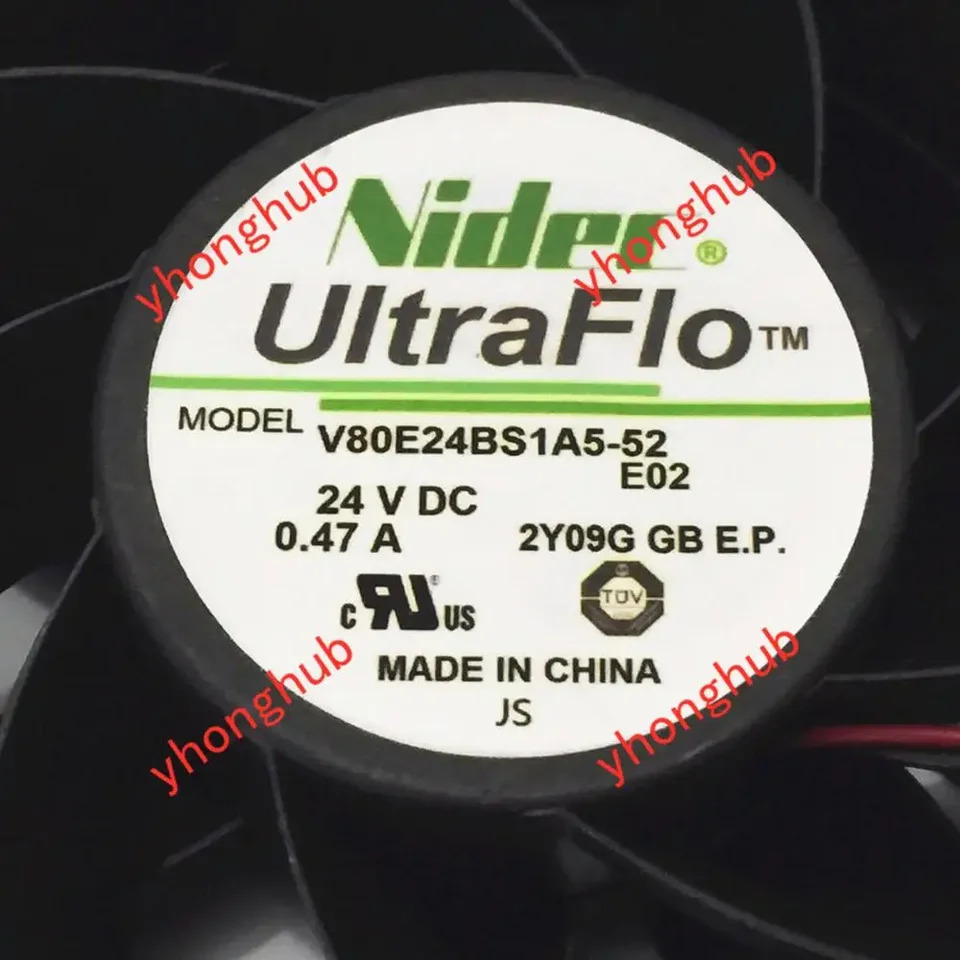 Nidec V80E24BS1A5-52 E02 DC 24V 0.47A 80x80x38mm 3 선 서버 냉각팬