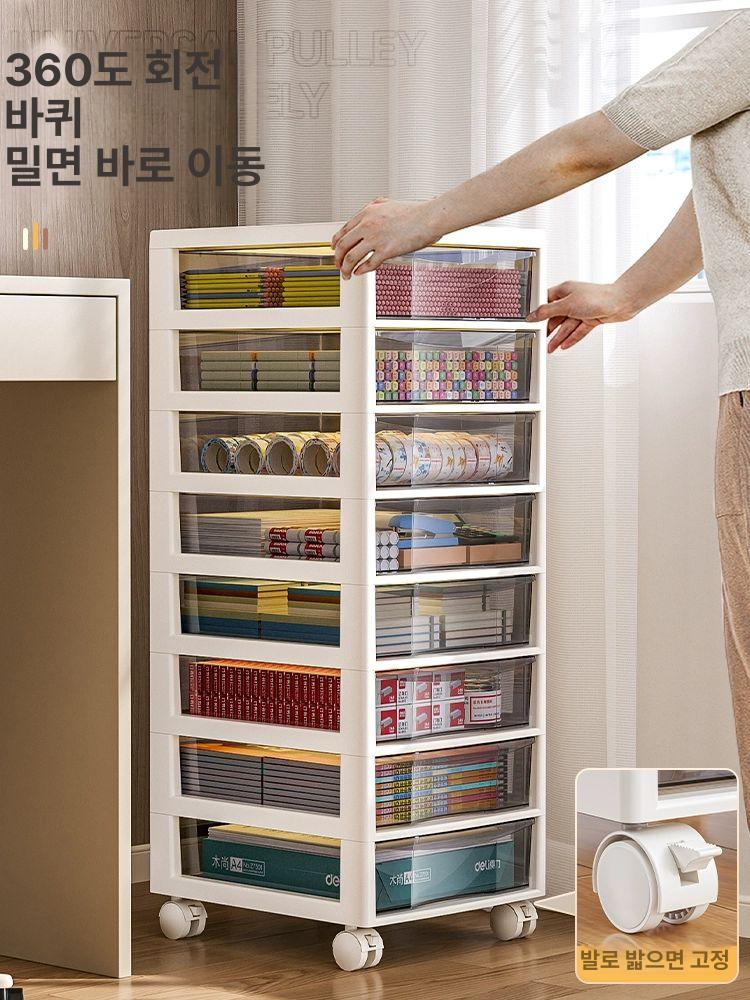 플라스틱 트롤리수납함 이동식수납선반 이동식수납함 카트 수납트롤리 트롤리수납장 - 상세 이미지 4