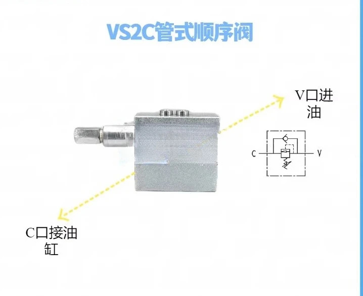 VS2C-G3/8 G1/2 관형 단방향 시퀀스 밸브 VSL 엔지니어링 기계 오일 실린더 유압