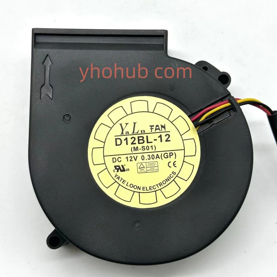 Yate Loon D12BL-12 3 선 서버 냉각팬 DC 12V 0.30A 97x97x