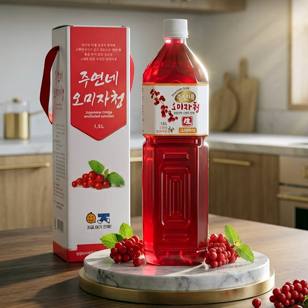 주연네 수제 스테비아 오미자청 원액 엑기스 1.5L 저당 임산부 생오미자청 선물 진액 효능 - 상품 이미지
