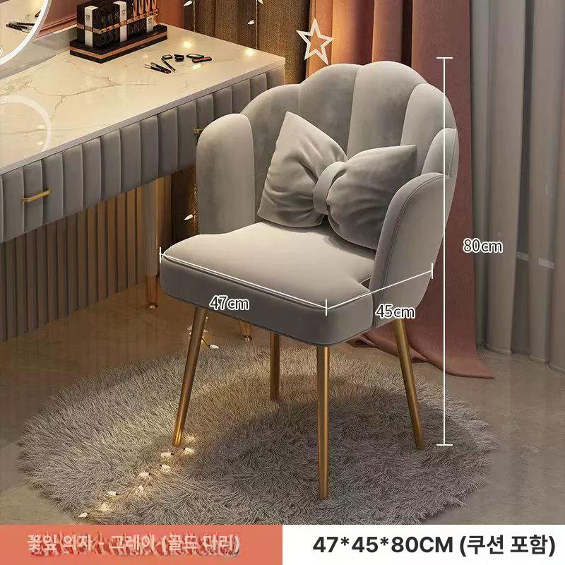 꽃잎 벨벳화장대 스툴 럭셔리 인테리어 수납 공주화장대 고정 파우더룸 예쁜 양털 - 상세 이미지 3