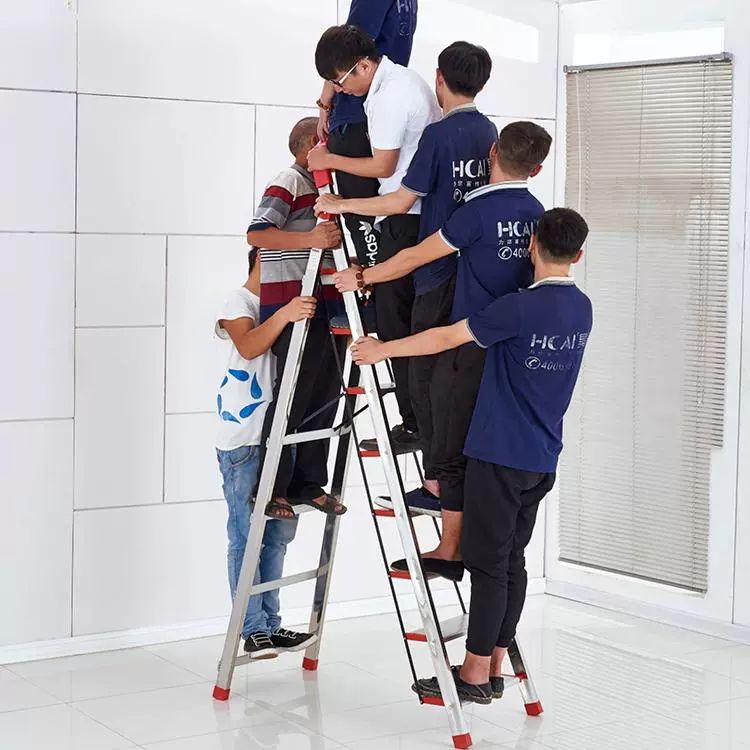 스텐 접이식사다리 안전 난간 발판 산업용 폴딩 도배사다리 작업용 작업대 에이형 - 상세 이미지 5