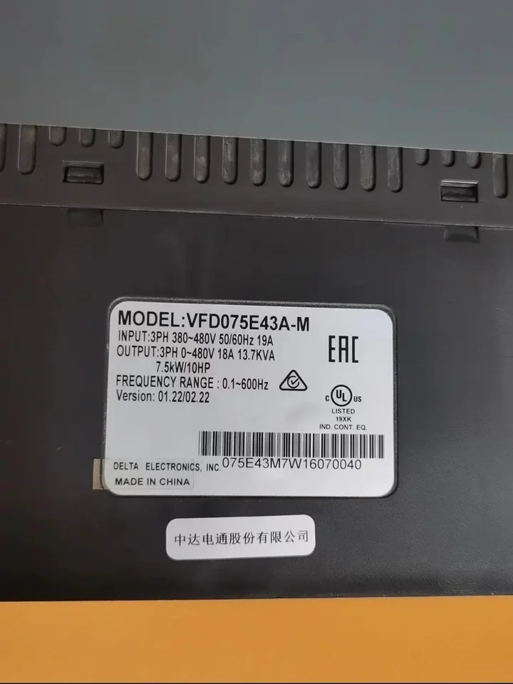 리퍼 델타 인버터 작동 기능 OK VFD075E43A 7.5kW 10hp호환