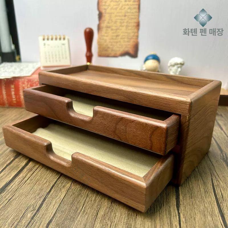원목 케이스 상자 필기구 펜홀더 수납함 다용도 만년필통 연필 펜정리함 고급형 - 상세 이미지 3