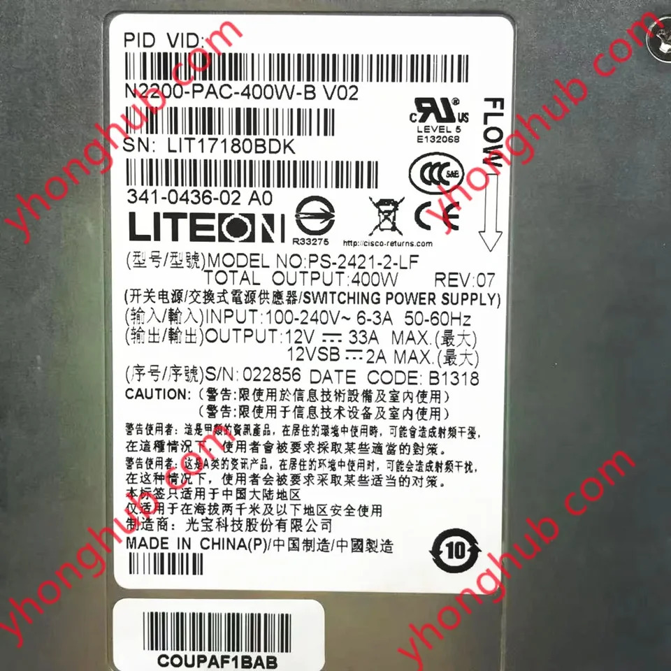 LITE-ON PS-2421-2-LF N2200-PAC-400W-B 서버 전원공급장치 341-0436-02 400W
