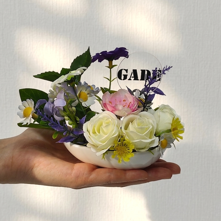 가더GADE 6AO 고급도자기화분 미니꽃수반 테이블장식 납골당꾸미기 미니어처 미니어쳐 봉안당꽃장식 - 상품 이미지