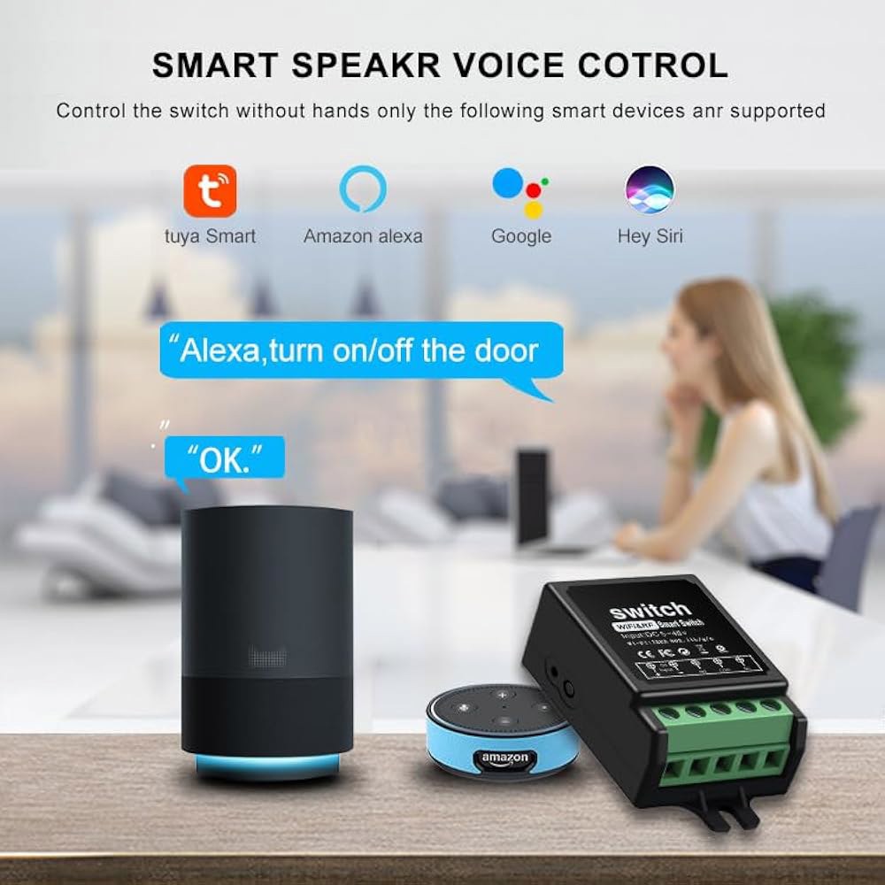 SRDKG 미니 12v WiFi 스마트 스위치, 드라이 컨택트 5-48v Rf 무선 리모컨 DC 릴레이 스위치 10암페어 전기 잠금 도어용 - 상세 이미지 3