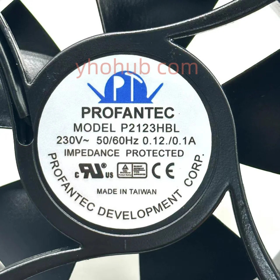 PROFANTEC 2 와이어 서버 냉각팬 P2123HBL AC 230V 0.12A 0.1A mm