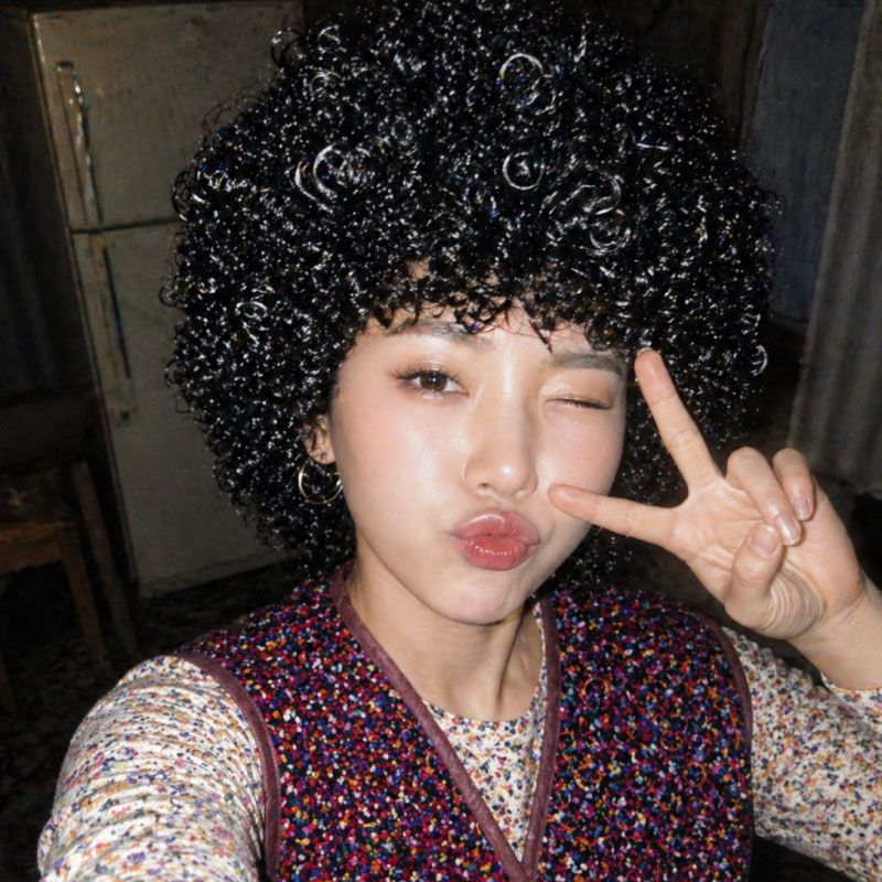 할머니 가발 뽀글머리 촌캉스 뽀글이 파마 연극 촬영 축제 분장용 소품 - 상품 이미지