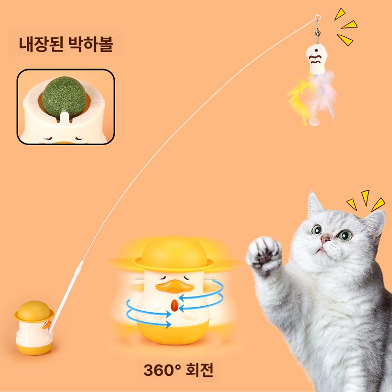 낚시대 스틱 캣토이 고양이장난감 회전깃털 방울 펫토이 낚시놀이 - 상세 이미지 5