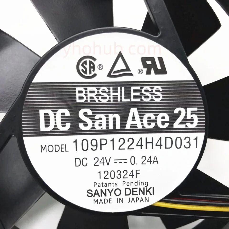 Sanyo Denki 109P1224H4D031 DC 24V 0.24A 120x120x25mm 3 선 서버 냉각팬