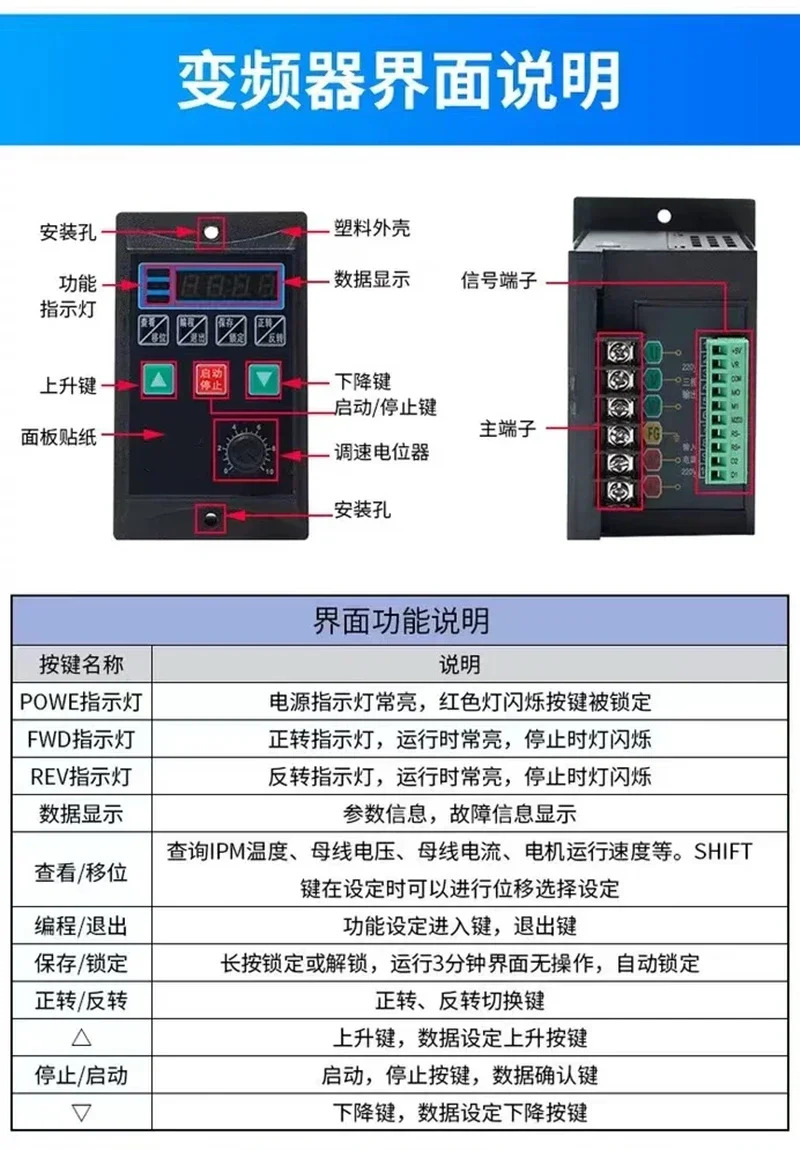 미국 인버터 단순 단상 3상 모터 거버너 220V 소형 마이크로 100W200W400W750W