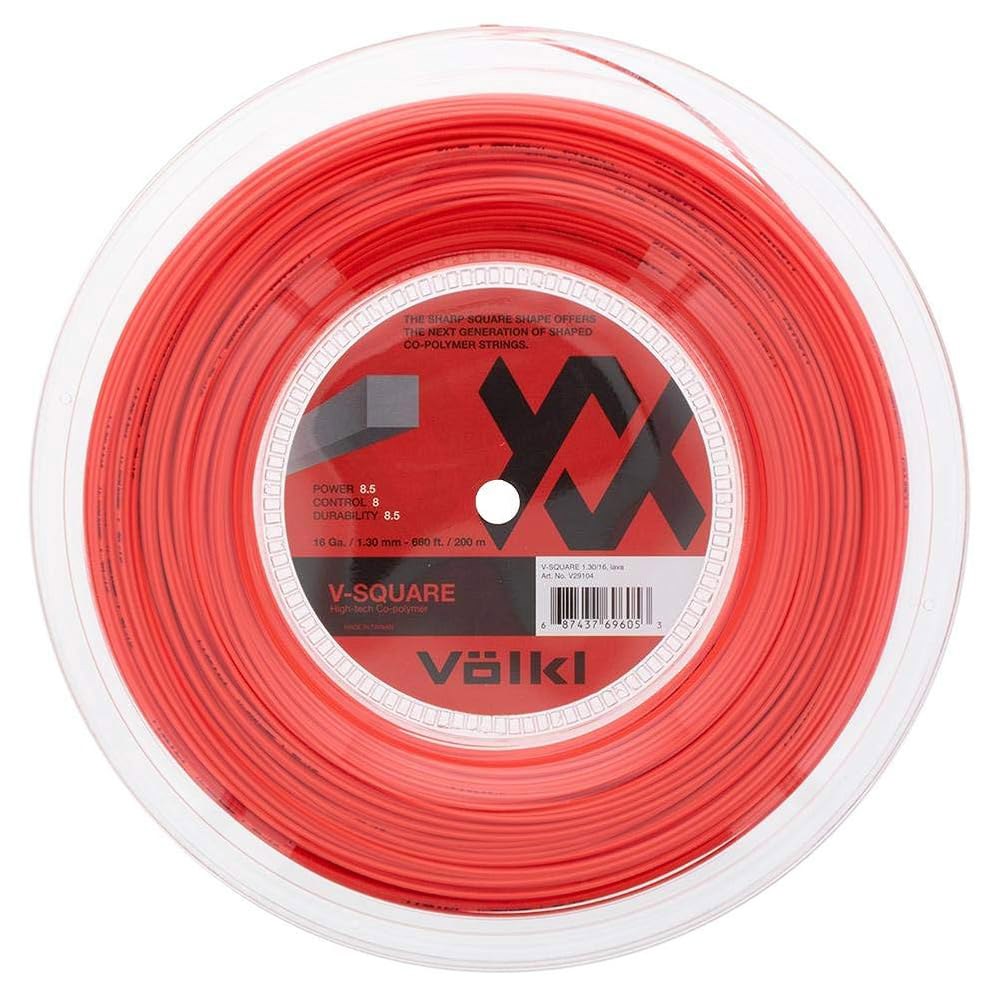 VOLKL V-Square 테니스 라켓 스트링 궁극의 느낌 및 모양 사각형 코폴리머 (레드, 릴) 단단한 18, 스핀 - 상품 이미지