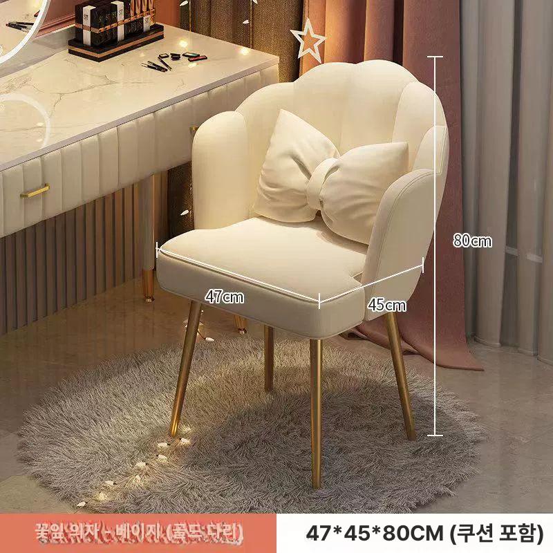꽃잎 벨벳화장대 스툴 럭셔리 인테리어 수납 공주화장대 고정 파우더룸 예쁜 양털 - 상세 이미지 4