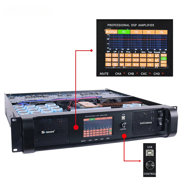 프로 가라오케 DSP22000Q 4 채널 5000 와트 TD DSP