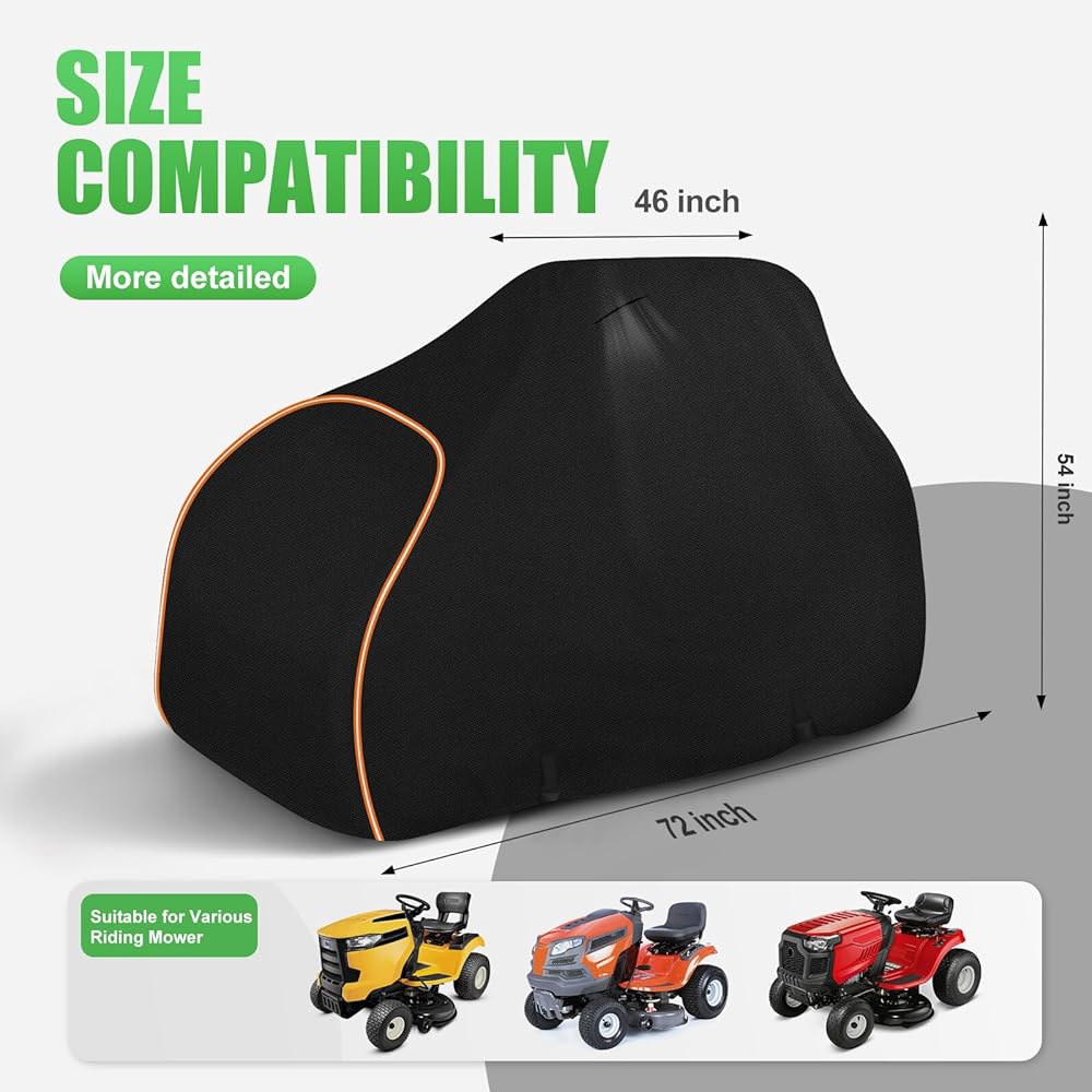 잔디깎이 커버, 106.7-137.2cm(42-54인치), 범용 핏 420D 가방 및 방풍 로프 Deere, (M, Husqvarna용 블랙) 보관 Craftsman, 방수 Joh - 상세 이미지 2