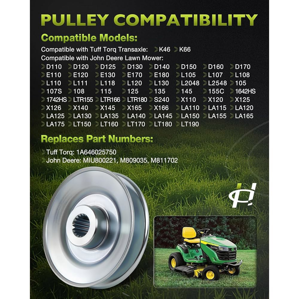 MIU800221 Transmission Pulley Compatible with John Deere E180 M809035 L110 LA125 D120 Mower 1A646025 - 상세 이미지 3