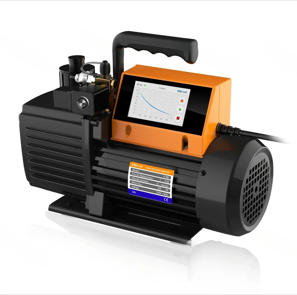 Elitech 지능형 로터리 베진공 펌프 HVAC 터치 스크린 데이터 로깅 앱 저장 V7/9/12 CFM 2 단계