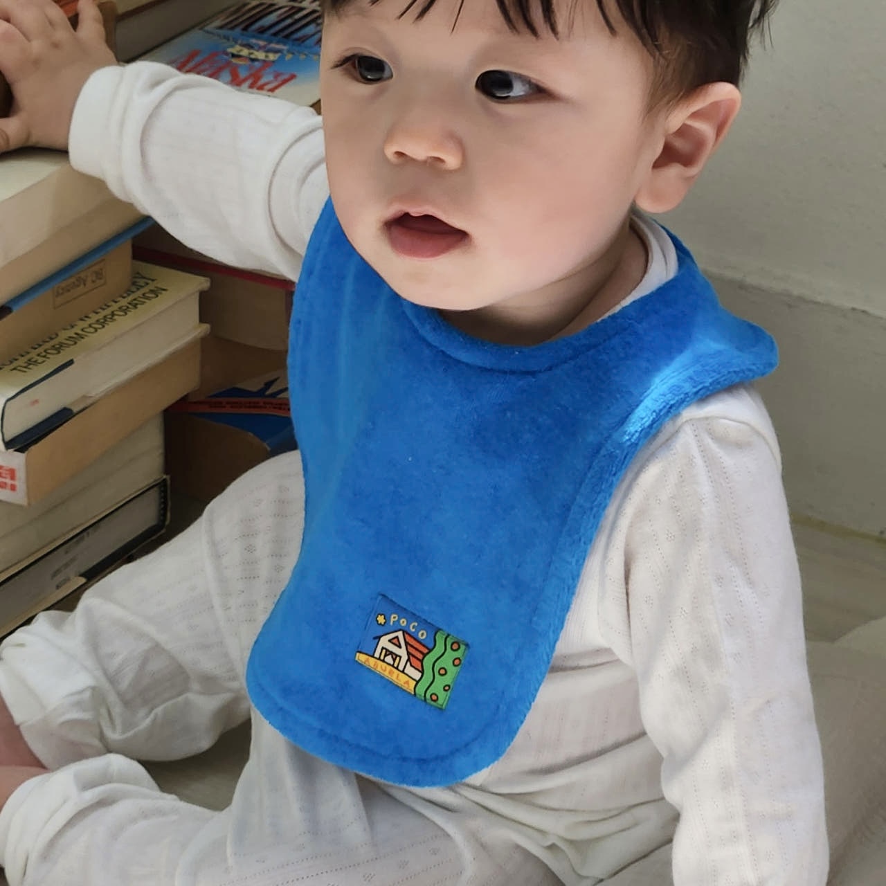 아부엘라 컬러 테리면 턱받이 바다블루