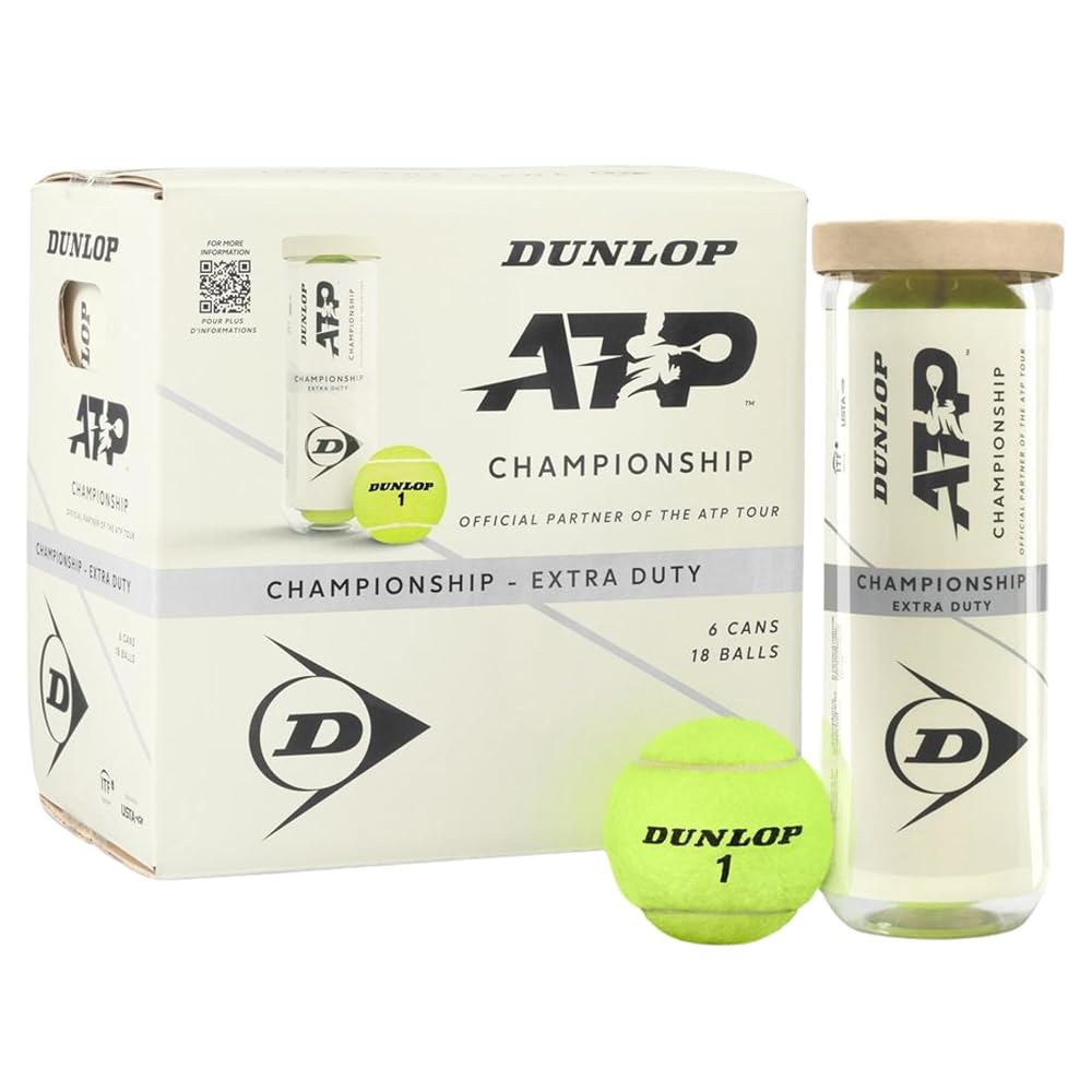 Dunlop ATP 챔피언십 테니스공 (6캔 팩 엑스트라 (공 18개), 듀티) - 상품 이미지