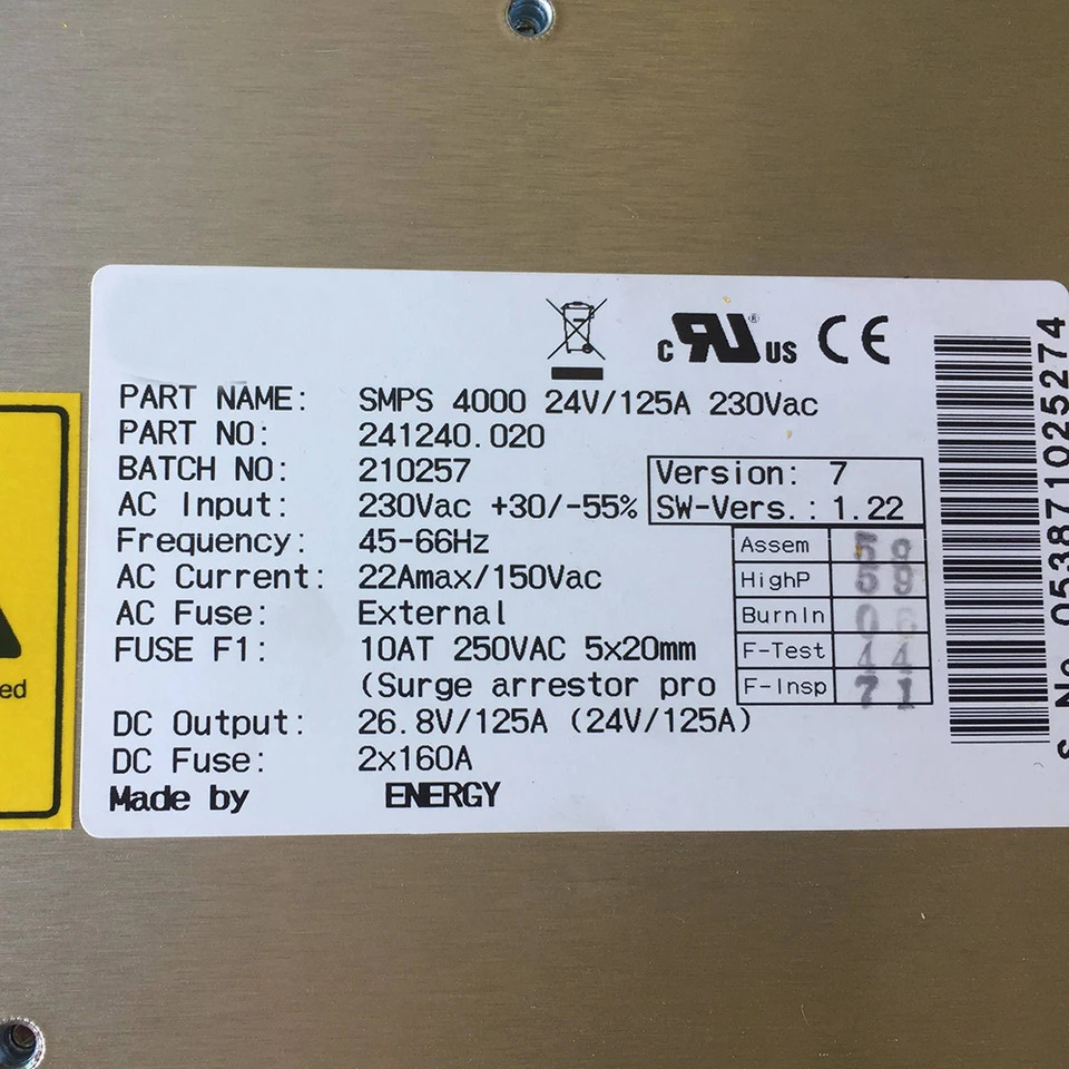 Eltek 전원공급장치 모듈SMPS 4000 24V 125A 230Vac 241240.020 조절 21.8-29V 4000W 미세