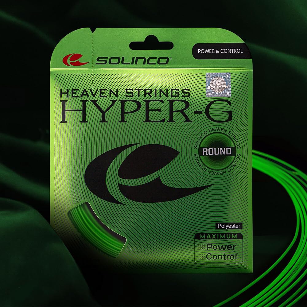 Solinco Hyper-G 라운드 테니스 스트링 릴 코트 컨트롤, 파워 고출력 200m/656피트 코폴리에스터 침투, 16L Green 16L/1.25mm - 상세 이미지 2