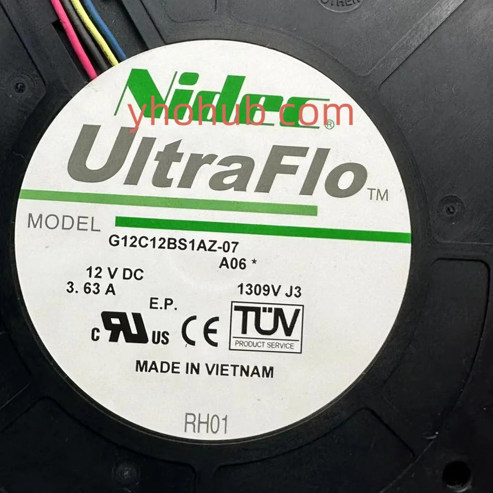 Nidec G12C12BS1AZ-07 A06 DC 12V 3.63A 120x120x32mm 4 와이어 서버 냉각팬
