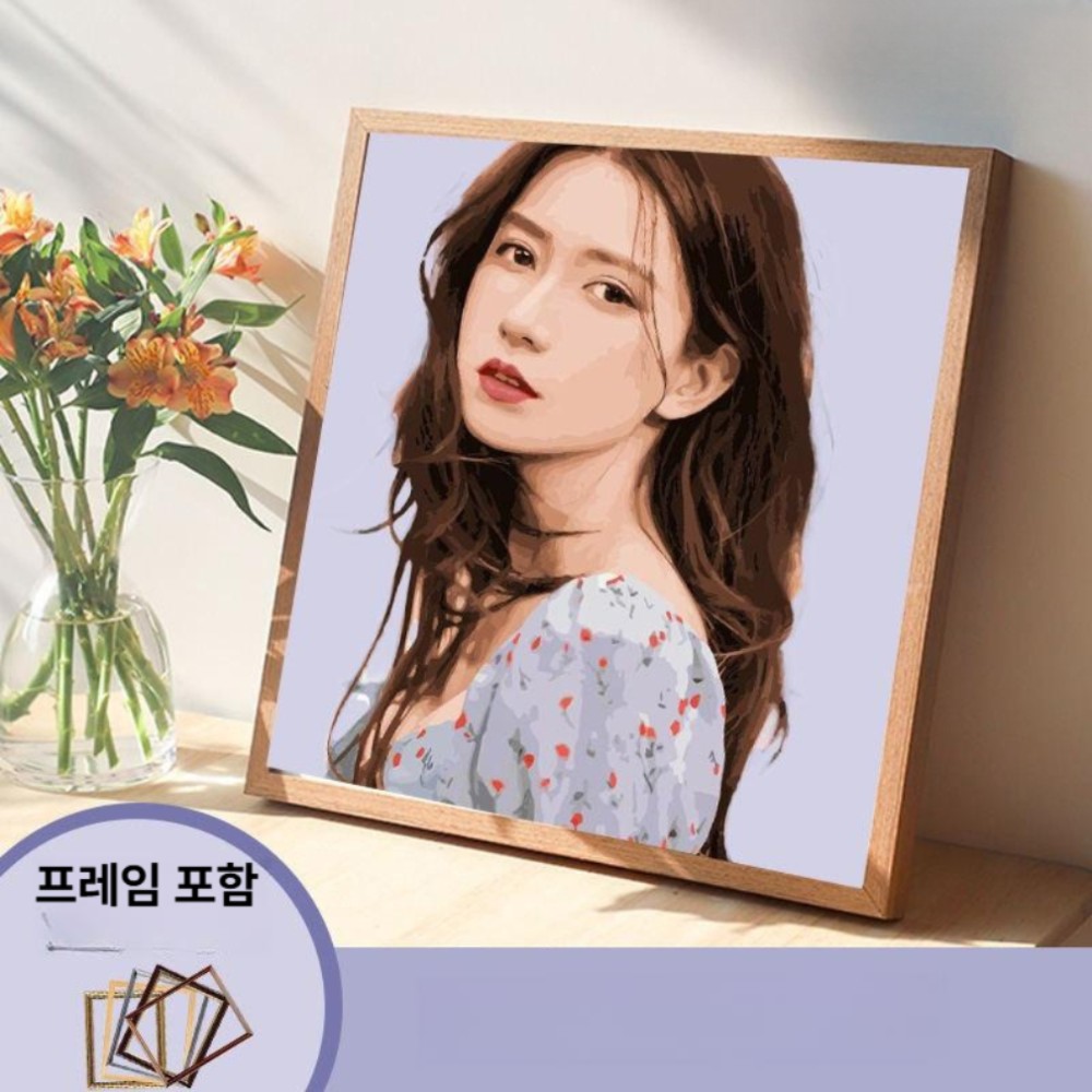 DIY 유화 사진 맞춤 제작 손그림 창의적 선물 인쇄 페인팅 24색 유화 세트 (페인트+붓+내부 프레임) 40x60 - 상품 이미지