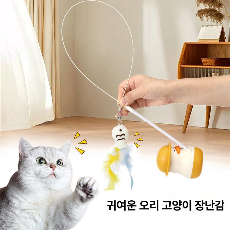 낚시대 스틱 캣토이 고양이장난감 회전깃털 방울 펫토이 낚시놀이 - 상세 이미지 2