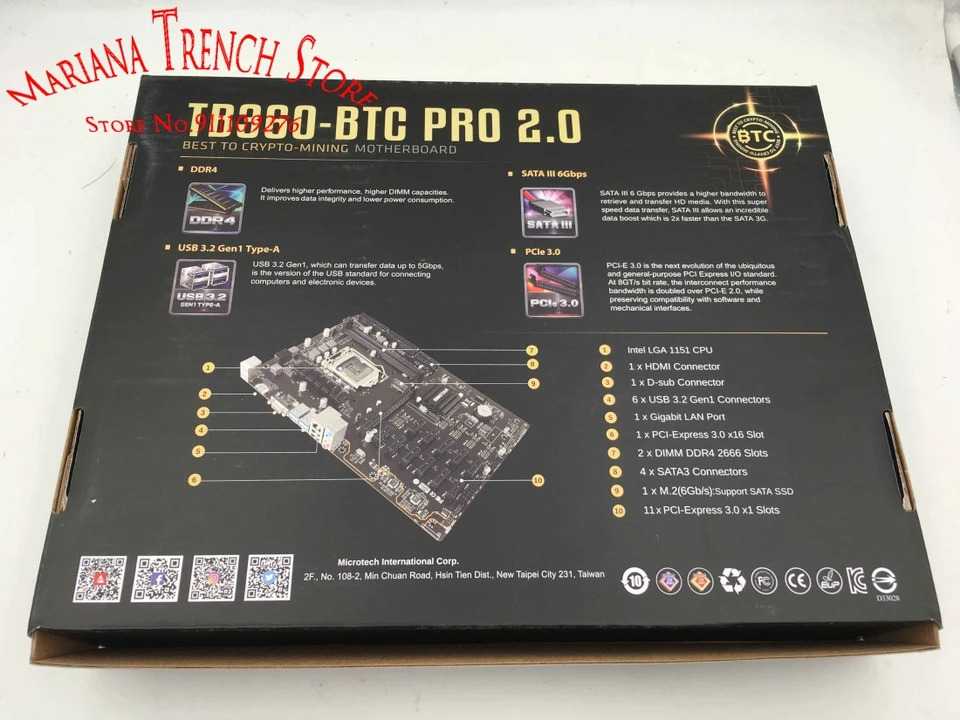 Biostar BEST TO CRYPTO 마이닝 마더보드TB360-BTC 프로 2.0 12 GPU