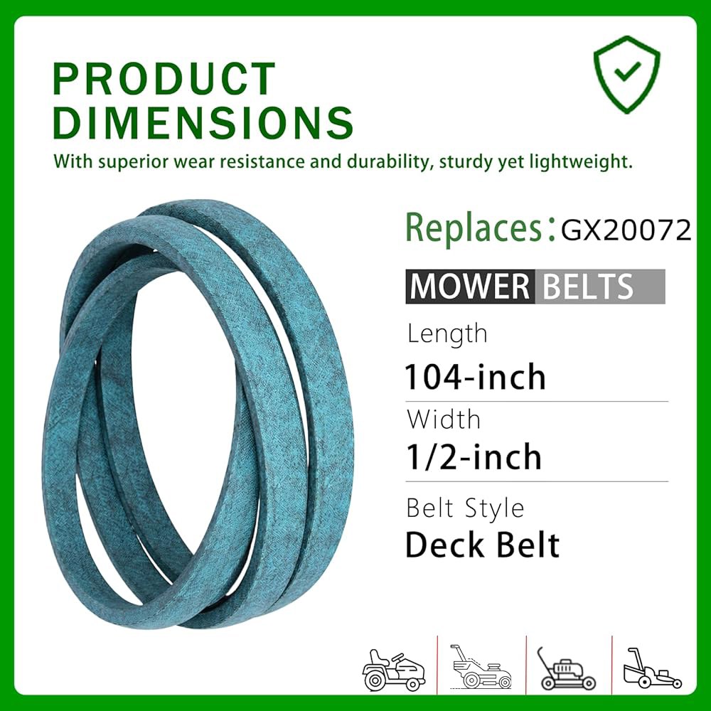 GX20072 Deck Belt (1/2 x 104 ) for S100 Fit L100/L110, John Lawn E100/E110/E120, 42 Mower LA100/LA10 - 상세 이미지 3