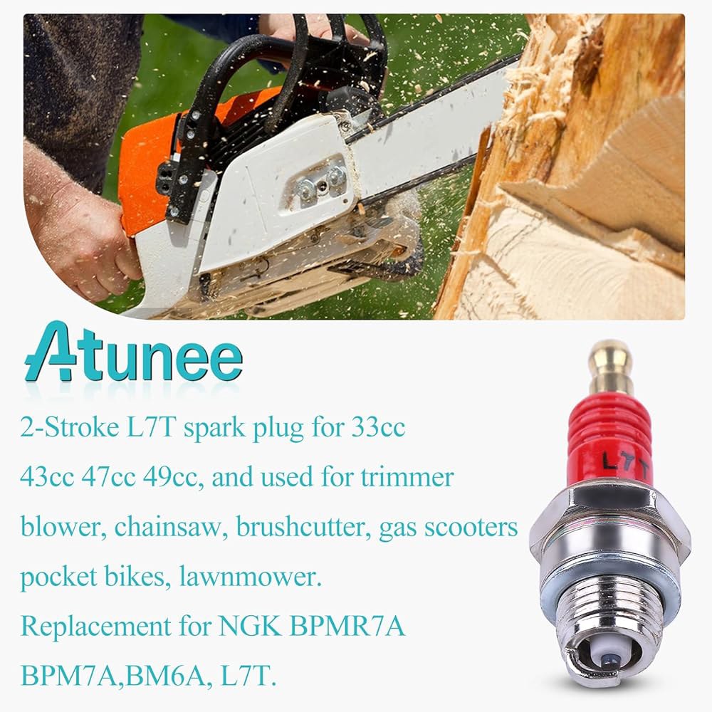 Atunee 47CC 49CC 50CC 2스트로크 엔진 스파크 플러그 트리머에 적합 Husqvarna 기계 BPMR7A용 및 깎는 교체품 잔디 트리머 NGK 10개, 체인톱 L7T - 상세 이미지 3