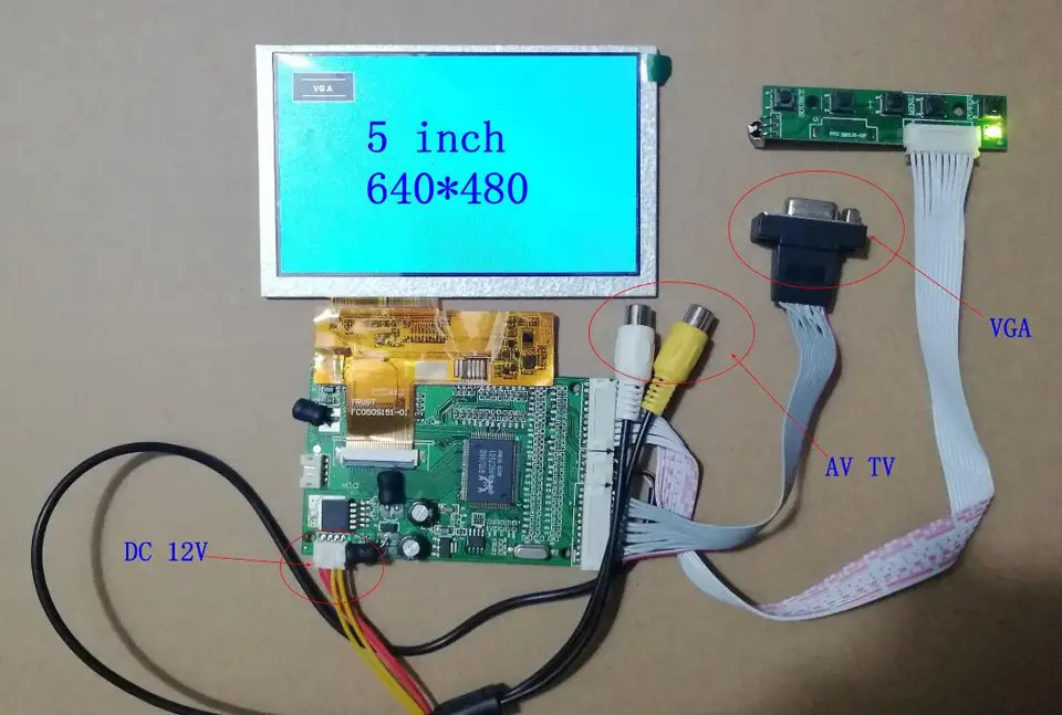 고화질 VGA 비디오 화면 모니터 세트 드라이브 보드 5 인치 LCD 640x480