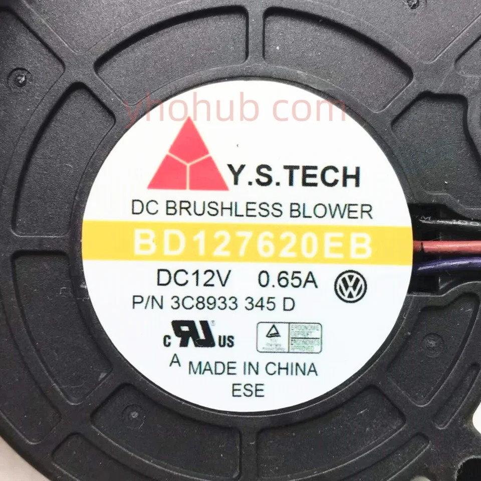 Y.S TECH BD127620EB DC 12V 0.65A 76x76x20mm 3 선 서버 냉각팬