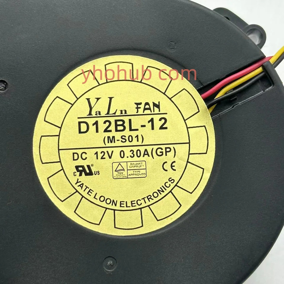 Yate Loon D12BL-12 3 선 서버 냉각팬 DC 12V 0.30A 97x97x