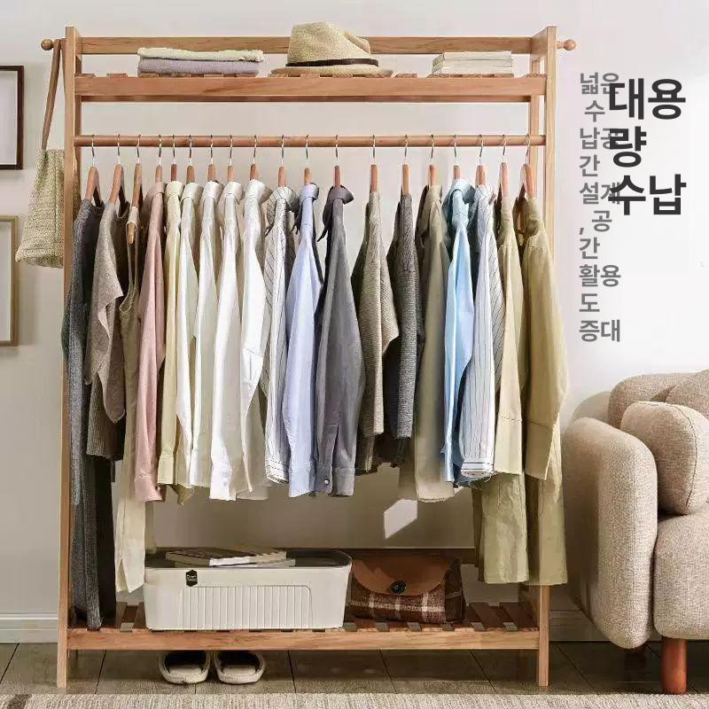 원목 우드행거 이동식 스탠딩 바지걸이 사무실 거치대 옷걸이 북유럽 스테인레스 엔틱 - 상세 이미지 5