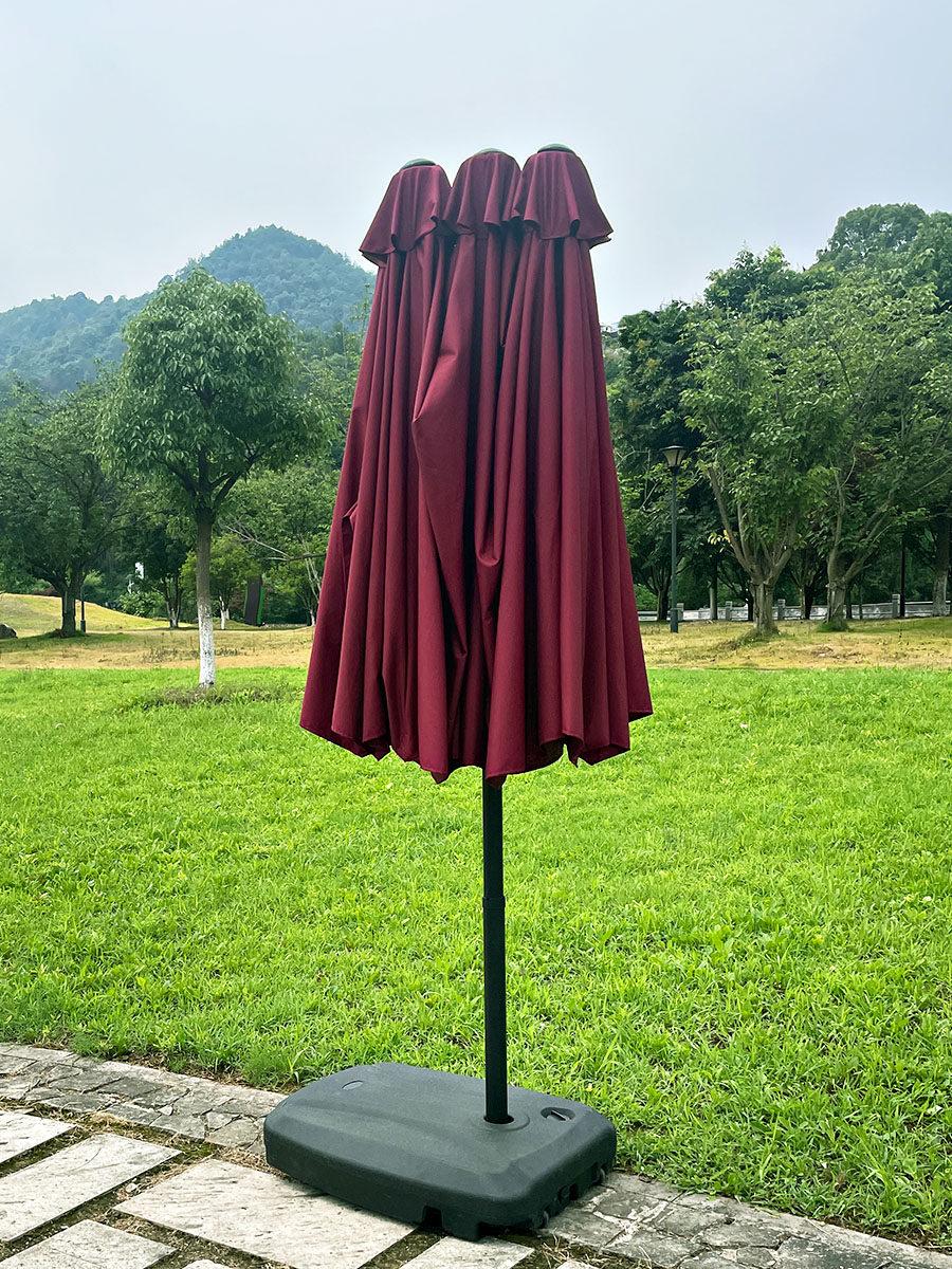 야외 대형 중간 기둥 정원 테라스 캠핑용 삼두 카키 455x265cm - 상세 이미지 5