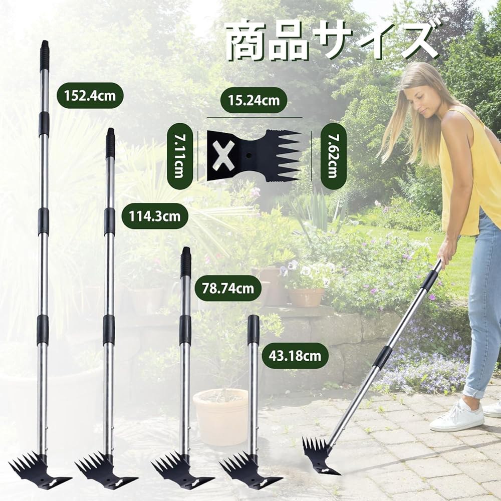 Mama s 긴 손잡이가 있는 제초기, 152.4cm(60인치) 파티오 정원 정원용 풀러 제거 핸드 1 마당, 수동 도구, 원예용 2 뿌리 풀 잔디, 제초기 뽑기 괭이 갈퀴 잡초 - 상세 이미지 2