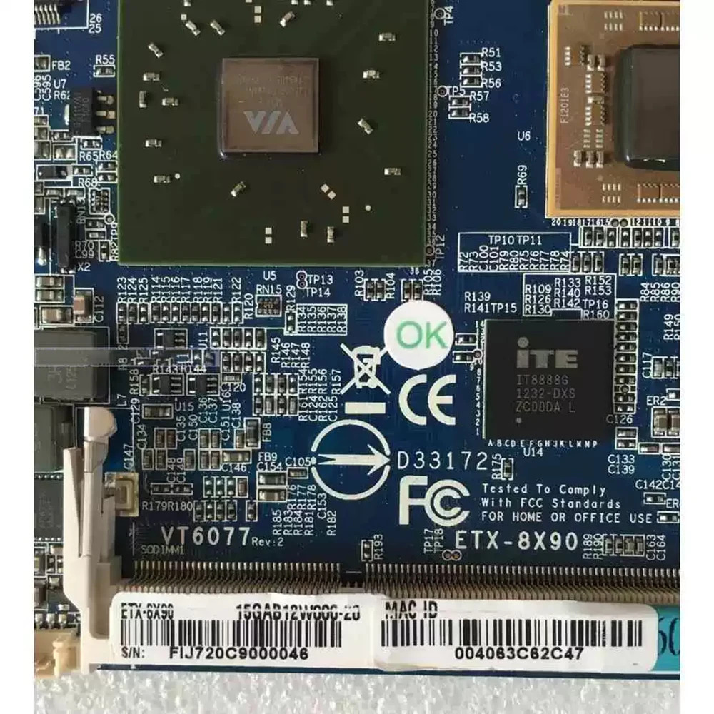 ETX VT6077 ETX-8X90모듈형 시스템 NanoX2 산업제어 마더보드