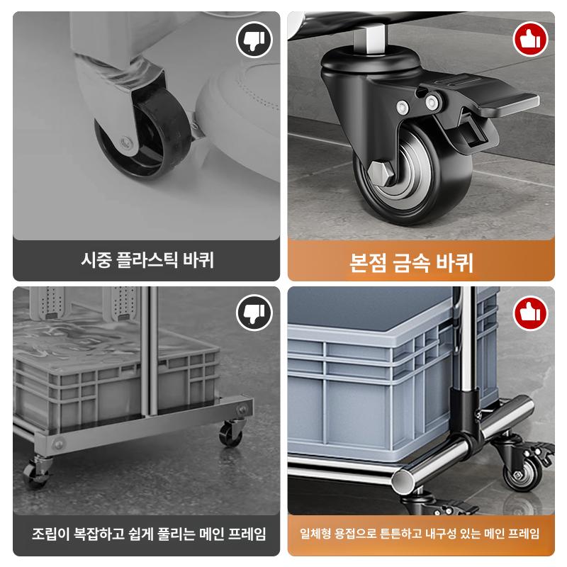 보관함 이동식청소도구함 트롤리 청소용품 꽂이 업소용 걸이 수납 바퀴형 정리함 - 상세 이미지 3