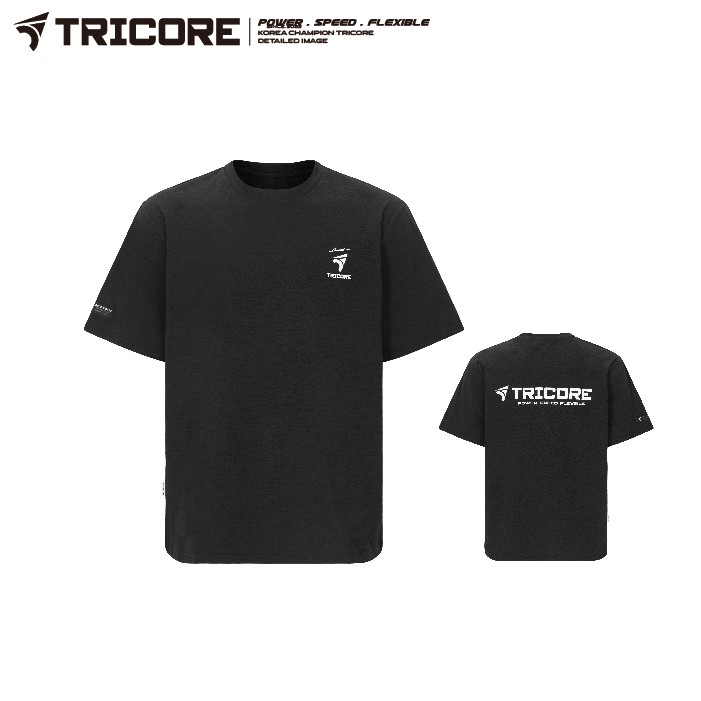 트리코어 오버핏 반팔 티셔츠 코튼라이크 배드민턴 피클볼 상의 TORT-1/2524 검정색 - 상품 이미지