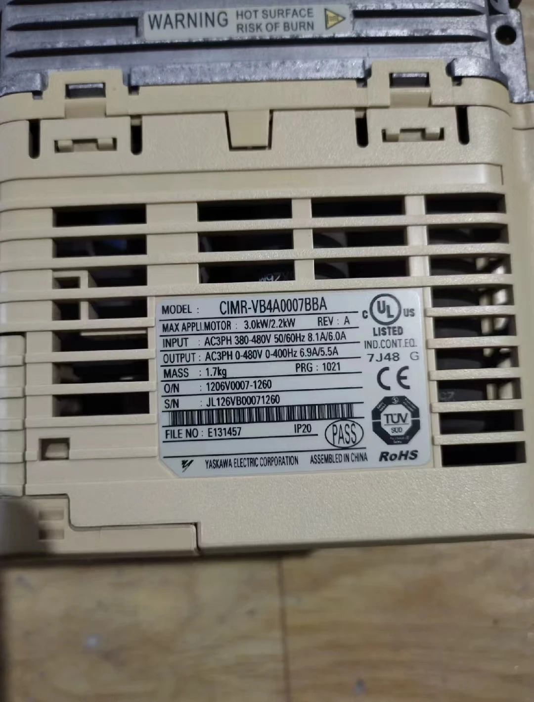CIMR-VB4A0007BBA 리퍼 V1000 인버터 3.0kW/2.2kW 기능 작동 OK
