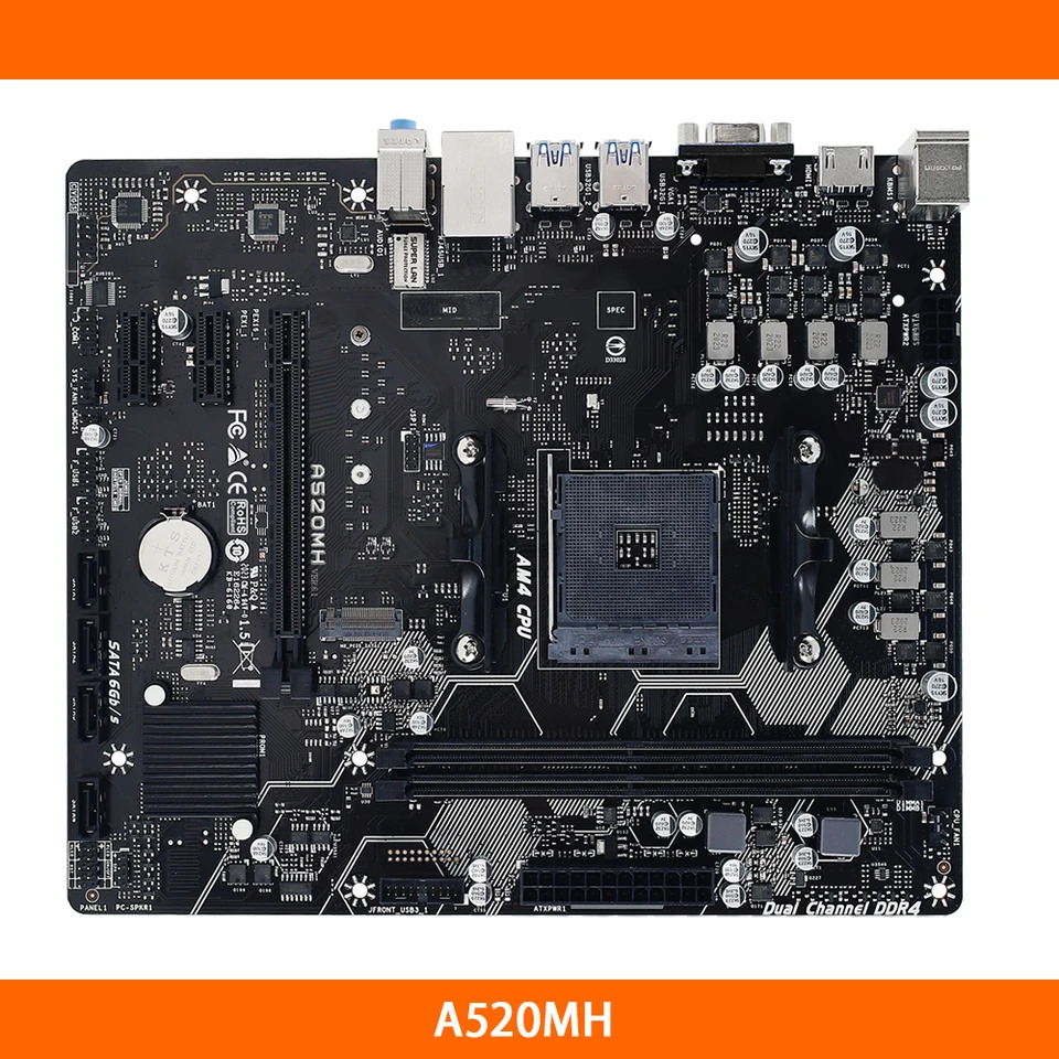 Biostar 데스크탑 마더보드 A520MH A520 소켓 AM4 64GB DDR4 M.2 마이크로 오리지널
